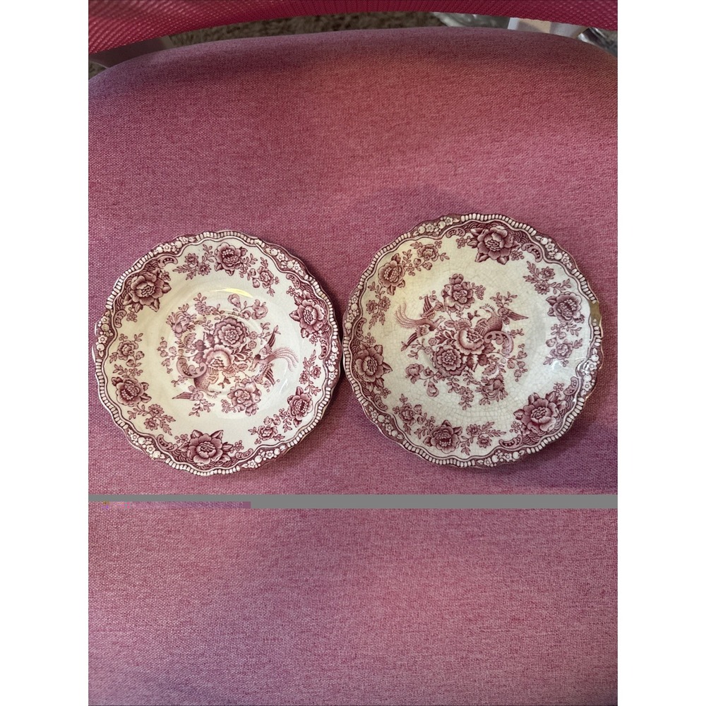 Crown Ducal Bristol Pink  Scalloped Rimmed 5.75" Saucer Set Lot Of 2 England